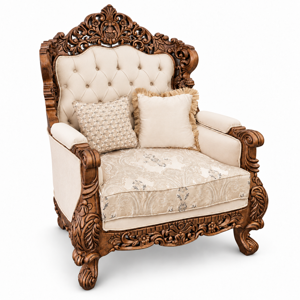 Akbar Imperial 1 seater — Bleach Double Tone — Cream / Beige fabric