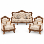 Akbar Imperial 3+1+1 bundle — Bleach Double Tone — one 3 seater and two armchairs — Cream / Beige fabric