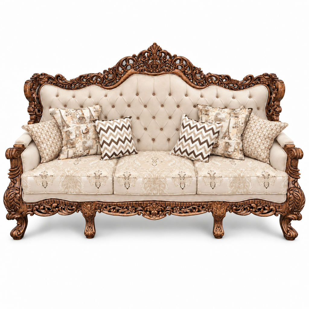Akbar Imperial 3 seater — Bleach Double Tone — Cream / Beige fabric
