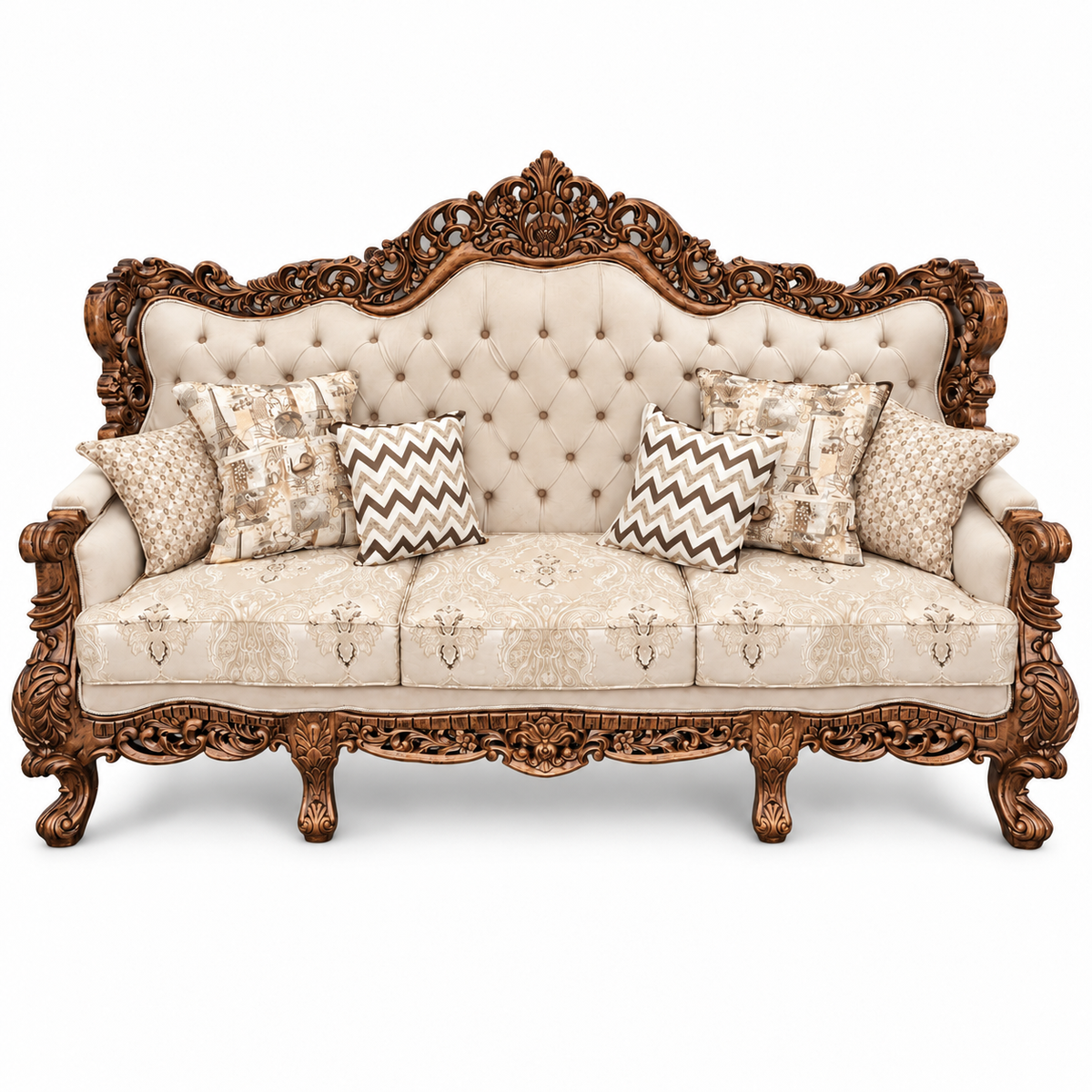 Akbar Imperial 3 seater — Bleach Double Tone — Cream / Beige fabric