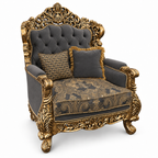Akbar Imperial 1 seater — Golden Antique — Charcoal / Gold fabric