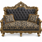 Akbar Imperial 2 seater — Golden Antique — Charcoal / Gold fabric