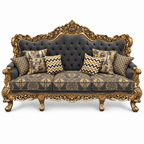 Akbar Imperial 3 seater — Golden Antique — Charcoal / Gold fabric