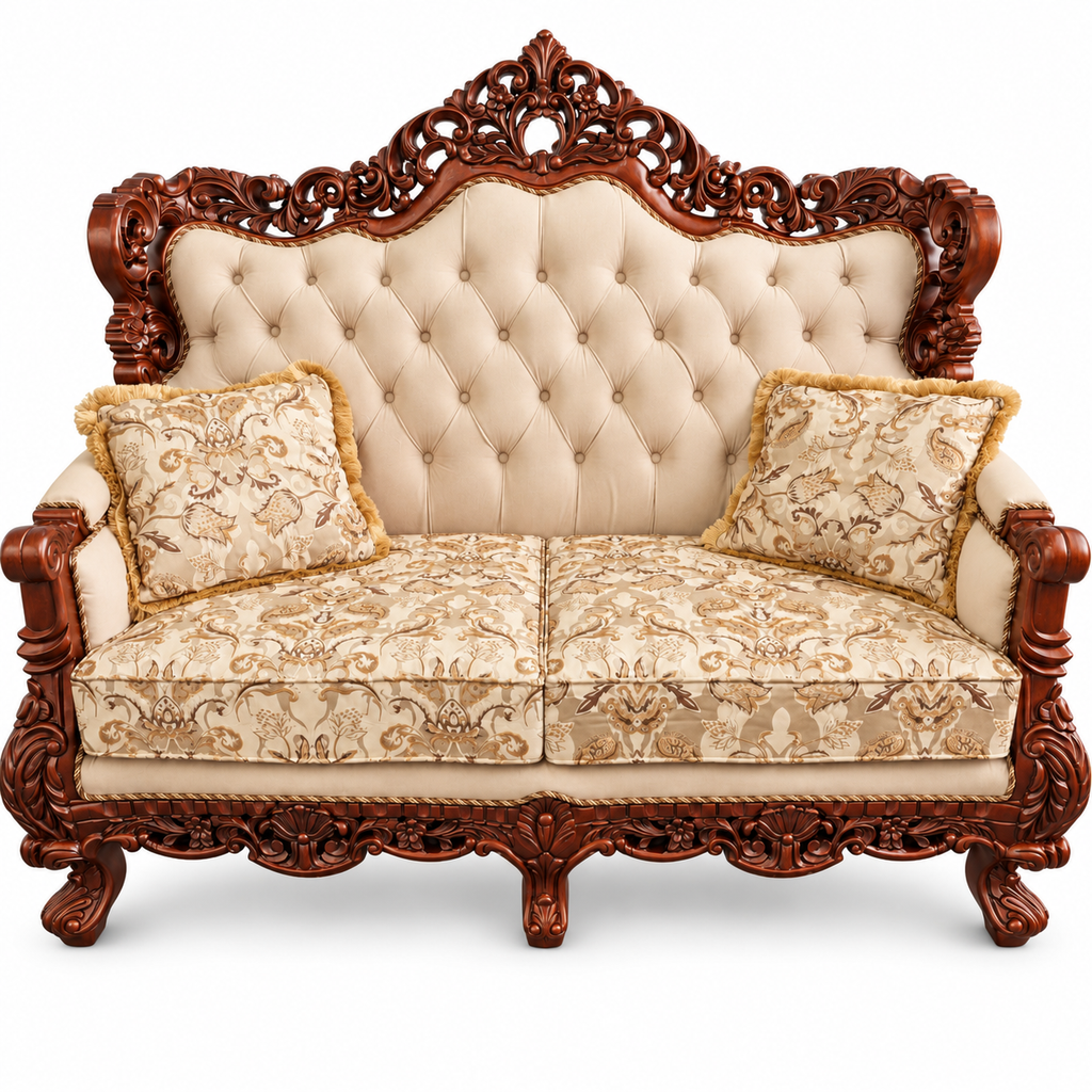 Akbar Imperial 2 seater — Natural Double Tone — Warm Beige / Champagne fabric