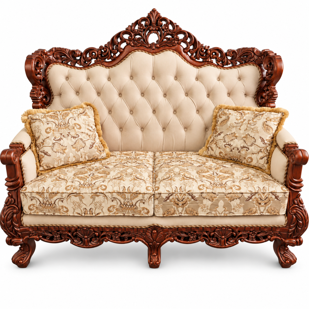Akbar Imperial 2 seater — Natural Double Tone — Warm Beige / Champagne fabric