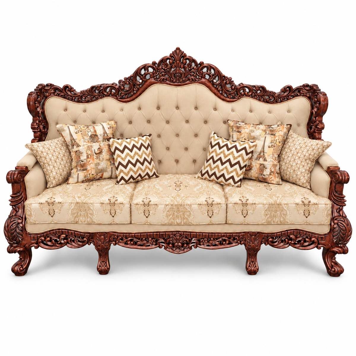 Akbar Imperial 3 seater — Natural Double Tone — Warm Beige / Champagne fabric