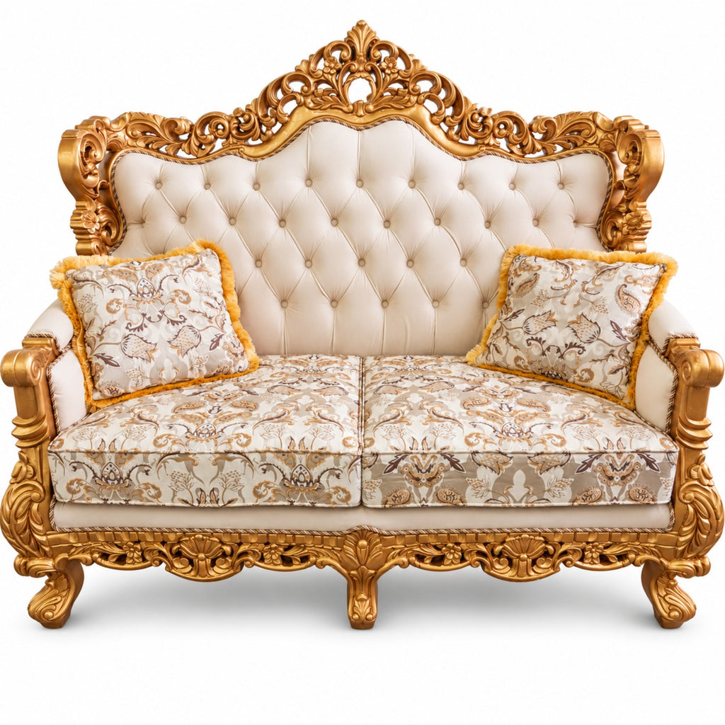 Akbar Imperial 2 seater — Pure Gold — Ivory / Champagne fabric