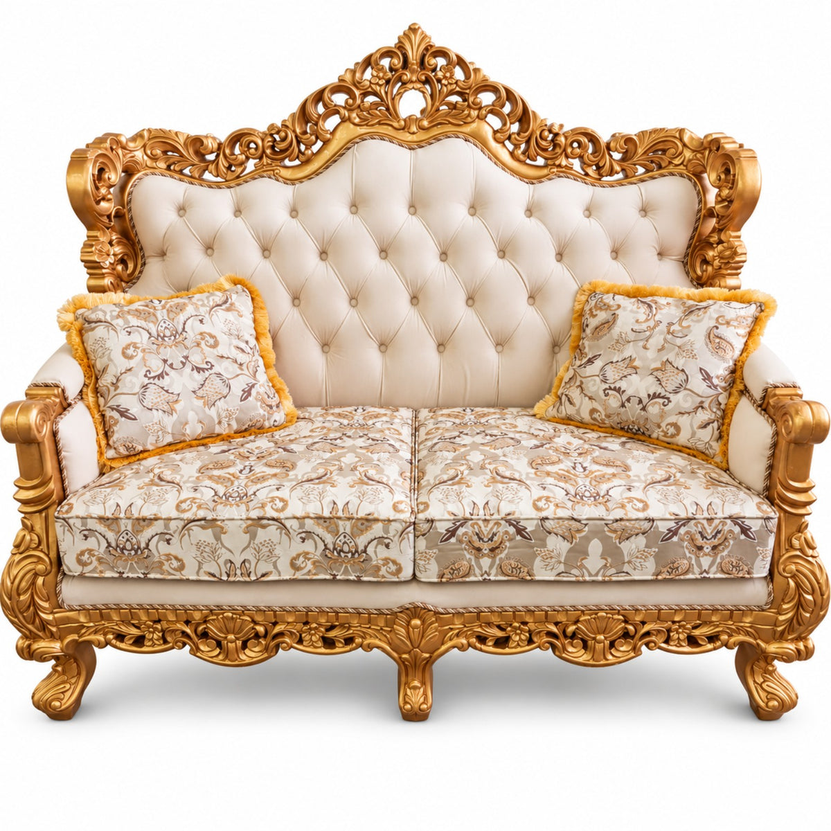 Akbar Imperial 2 seater — Pure Gold — Ivory / Champagne fabric