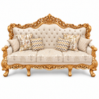 Akbar Imperial 3 seater — Pure Gold — Ivory / Champagne fabric