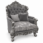 Akbar Imperial 1 seater — Silver Antique — Charcoal / Silver fabric