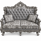 Akbar Imperial 2 seater — Silver Antique — Charcoal / Silver fabric