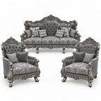Akbar Imperial 3+1+1 bundle — Silver Antique — one 3 seater and two armchairs — Charcoal / Silver fabric