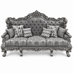 Akbar Imperial 3 seater — Silver Antique — Charcoal / Silver fabric