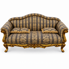 Amira 3 Seater Sofa – Golden Antique with Charcoal / Gold fabric