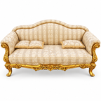 Amira 3 Seater Sofa – Pure Gold with Ivory / Champagne fabric