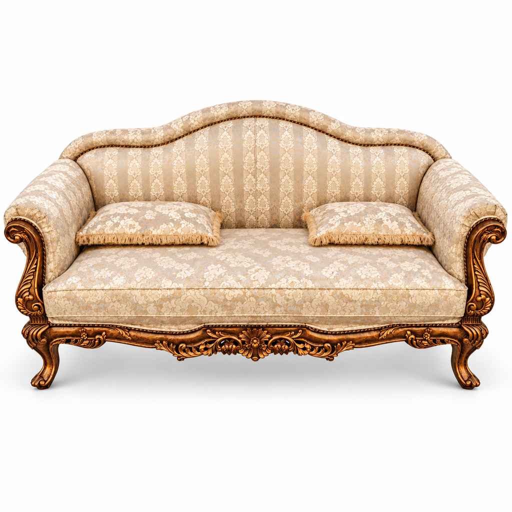 Amira 3 Seater Sofa – Natural with Warm Beige / Champagne fabric
