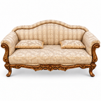 Amira 3 Seater Sofa – Natural with Warm Beige / Champagne fabric