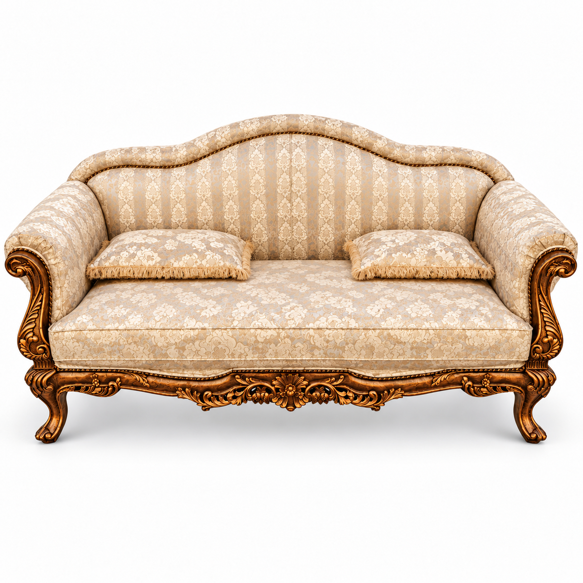 Amira 3 Seater Sofa – Natural with Warm Beige / Champagne fabric