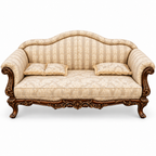 Amira 3 Seater Sofa – Walnut with Cream / Beige fabric