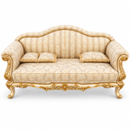 Amira 3 Seater Sofa – White Gold with Ivory / Gold fabric