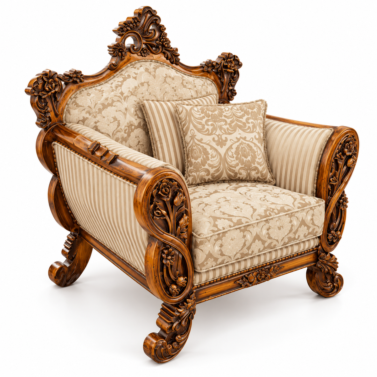 Babur Darbar 1 Seater – Bleach Double Tone – Cream / Beige