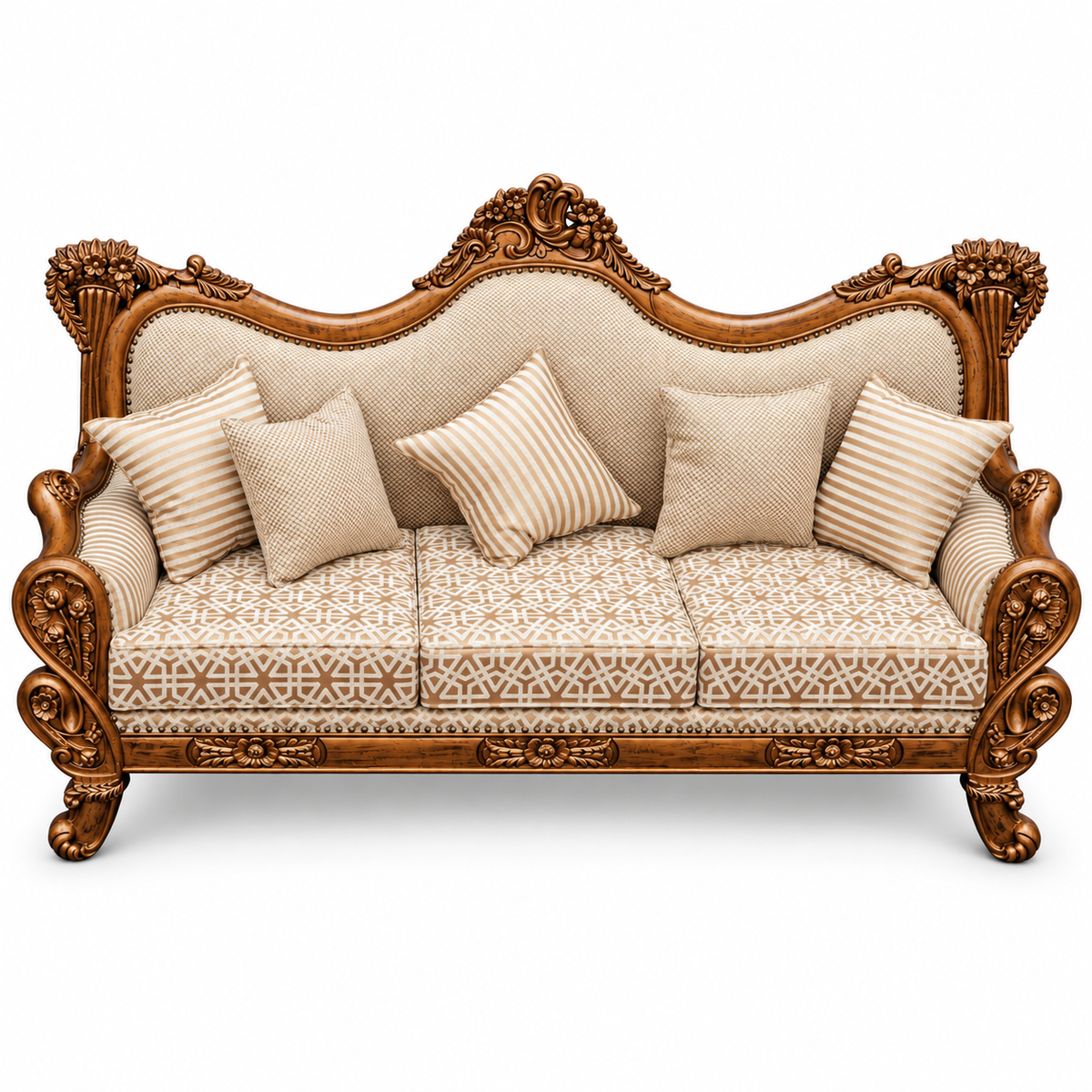 Babur Darbar 3 Seater – Bleach Double Tone – Cream / Beige