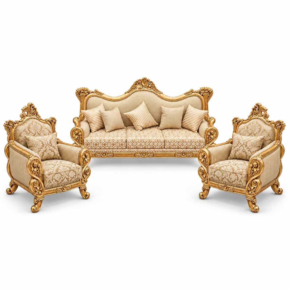 Babur Darbar 3+1+1 Bundle – Pure Gold – Ivory / Champagne