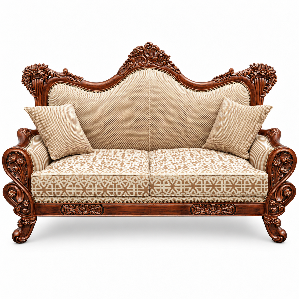 Babur Darbar 2 Seater – Natural Double Tone – Warm Beige / Champagne