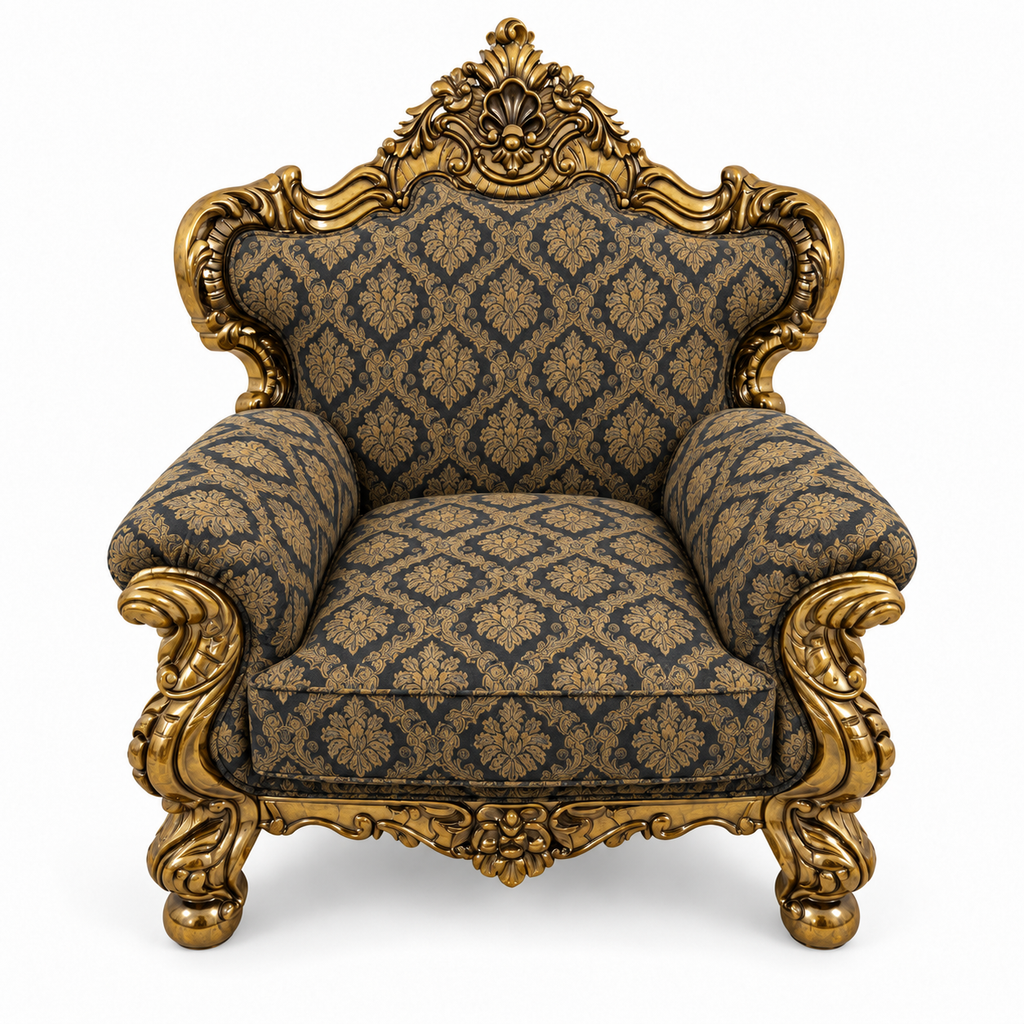France Royal 1 seater — Golden Antique — Charcoal / Gold fabric