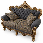 France Royal 2 seater — Golden Antique — Charcoal / Gold fabric