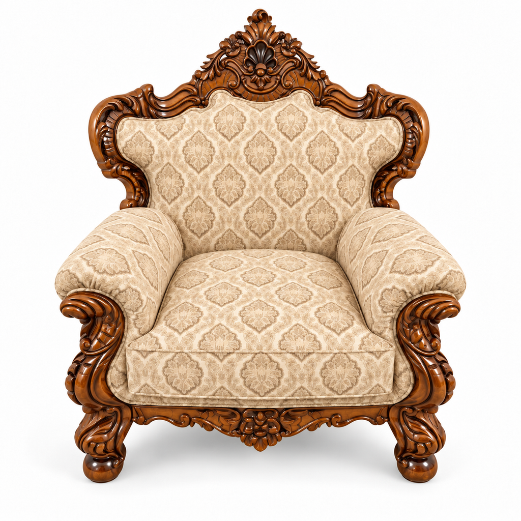 France Royal 1 seater — Natural Double Tone — Warm Beige / Champagne fabric