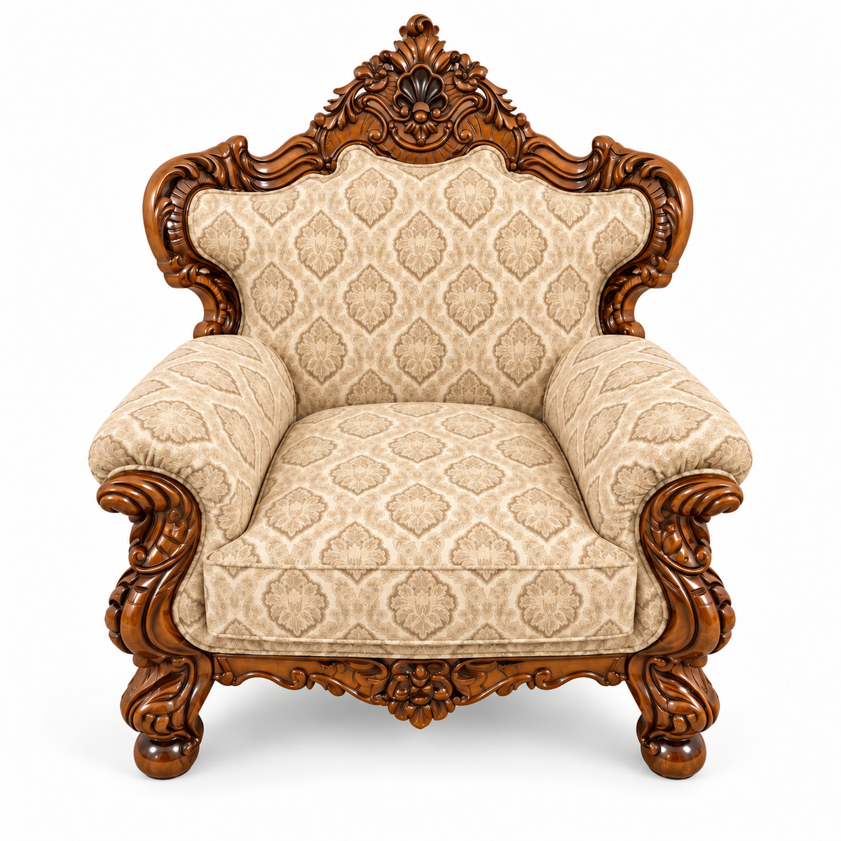 France Royal 1 seater — Natural Double Tone — Warm Beige / Champagne fabric