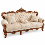 France Royal 3 seater — Natural Double Tone — Warm Beige / Champagne fabric