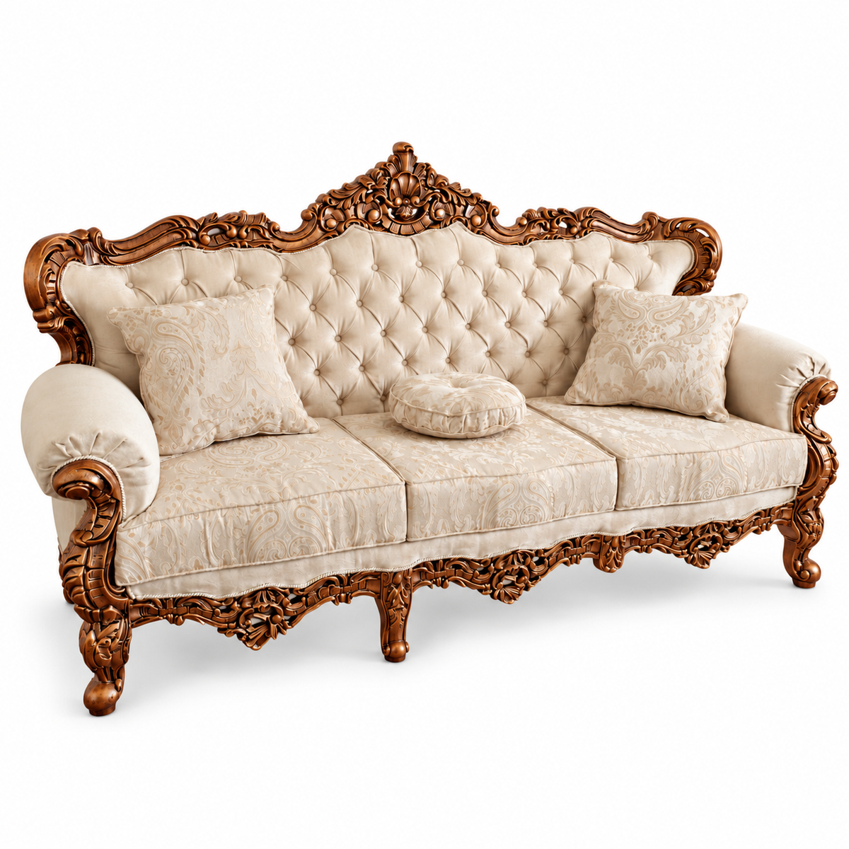 France Royal 3 seater — Natural Double Tone — Warm Beige / Champagne fabric