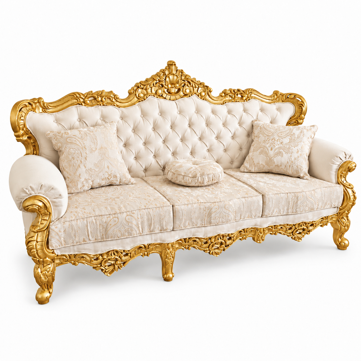 France Royal 3 seater — Pure Gold — Ivory / Champagne fabric