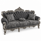 France Royal 3 seater — Silver Antique — Charcoal / Silver fabric