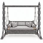 PLAIN 3 Seater Jhoola – Silver Antique – matching cushion set