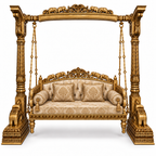 HATTI 3 Seater Jhoola – Golden Antique – matching cushion set