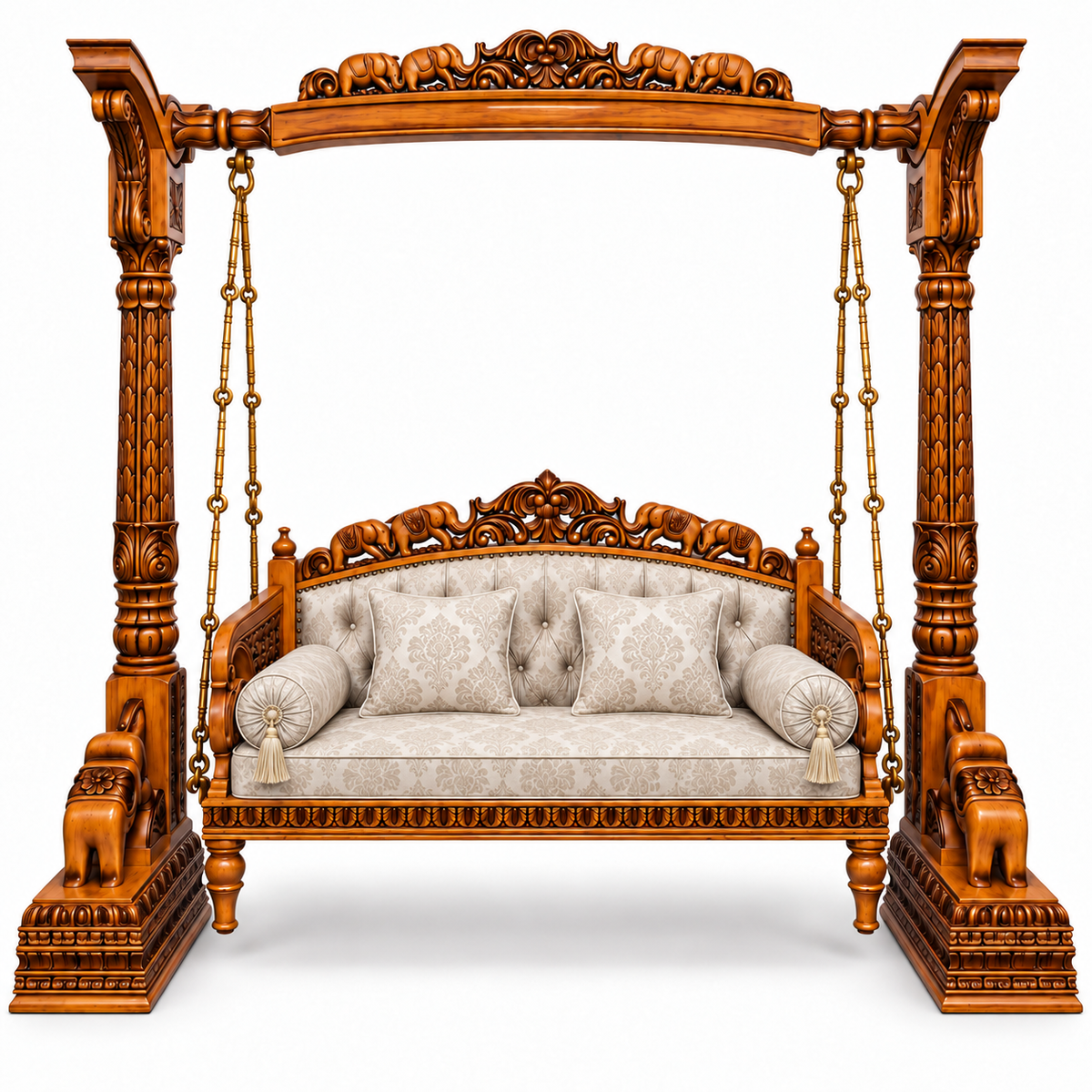 HATTI 3 Seater Jhoola – Bleach Double Tone – matching cushion set