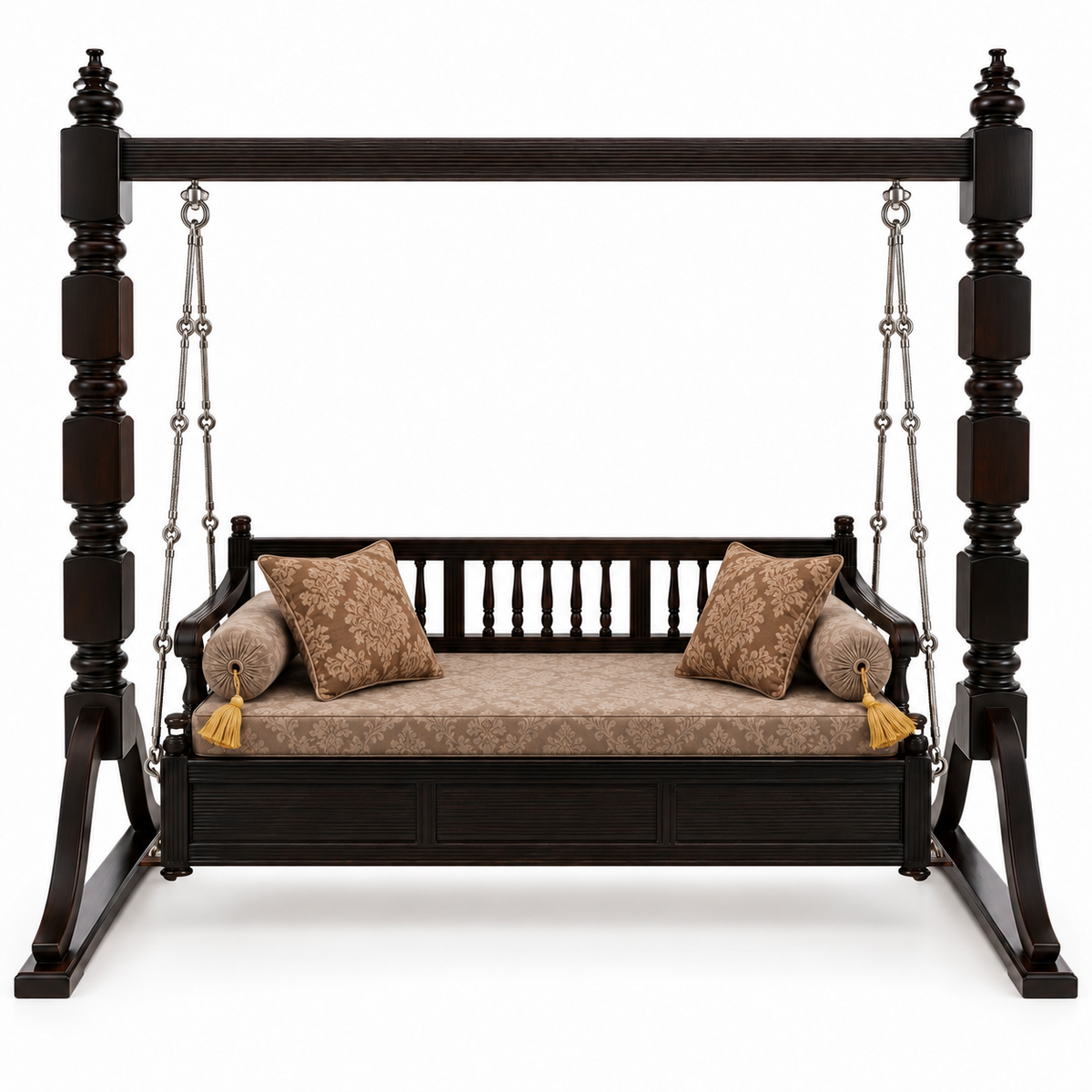 PLAIN 3 Seater Jhoola – Walnut – matching cushion set
