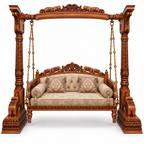HATTI 3 Seater Jhoola – Natural Double Tone – matching cushion set