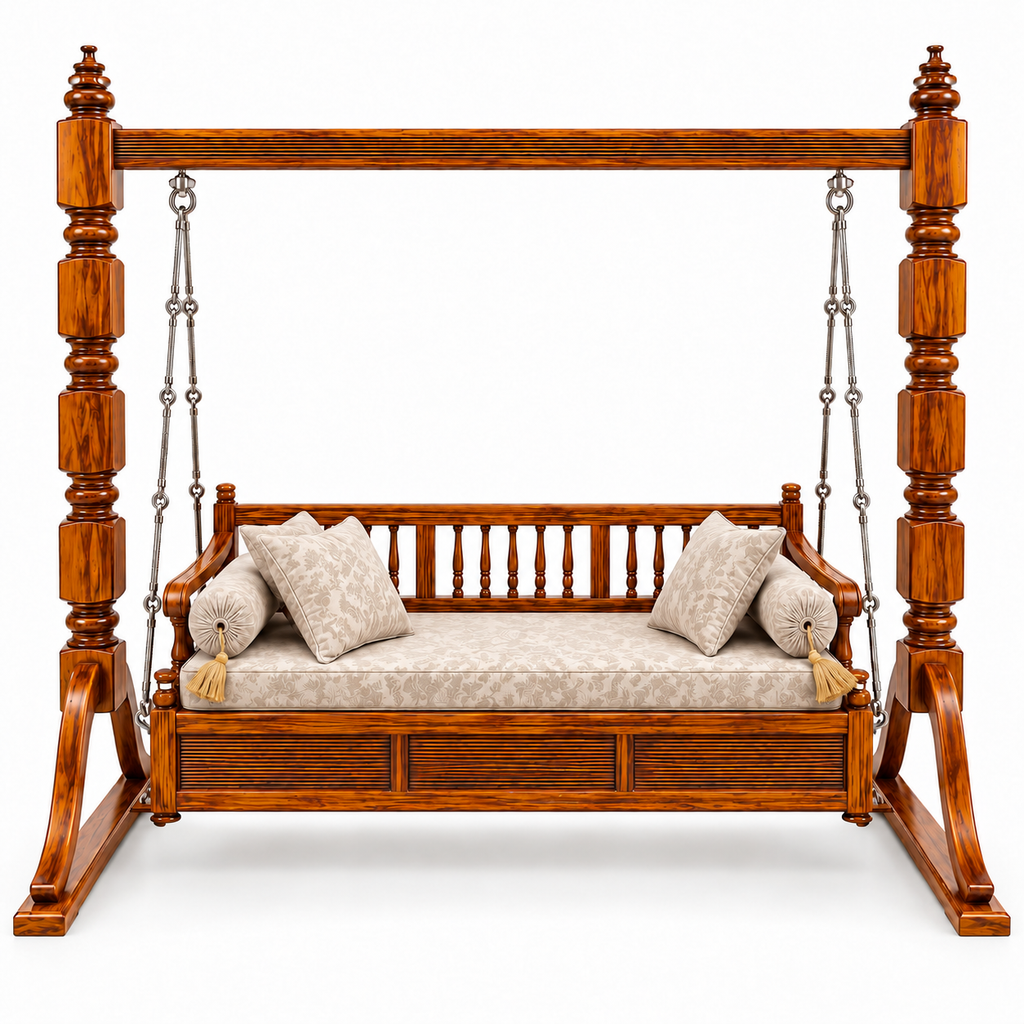 PLAIN 3 Seater Jhoola – Bleach Double Tone – matching cushion set