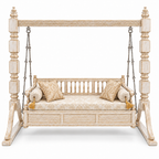 PLAIN 3 Seater Jhoola – White Gold – matching cushion set