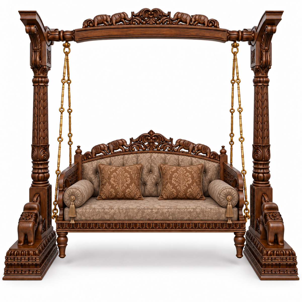 HATTI 3 Seater Jhoola – Walnut – matching cushion set
