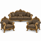 Malik 3+1+1 bundle — Golden Antique — one 3 seater and two armchairs — Charcoal / Gold fabric