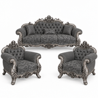 Malik 3+1+1 bundle — Silver Antique — one 3 seater and two armchairs — Charcoal / Silver fabric