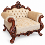Malik 1 seater — Natural Double Tone — Warm Beige / Champagne patterned fabric