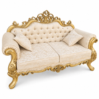 Malik 2 seater — Pure Gold — Ivory / Champagne patterned fabric