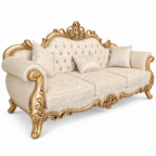 Malik 3 seater — Pure Gold — Ivory / Champagne patterned fabric