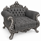 Malik 1 seater — Silver Antique — Charcoal / Silver patterned fabric
